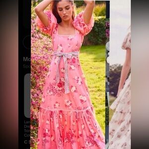 LoveShackFancy Pink Floral Summer Maxi Dress
